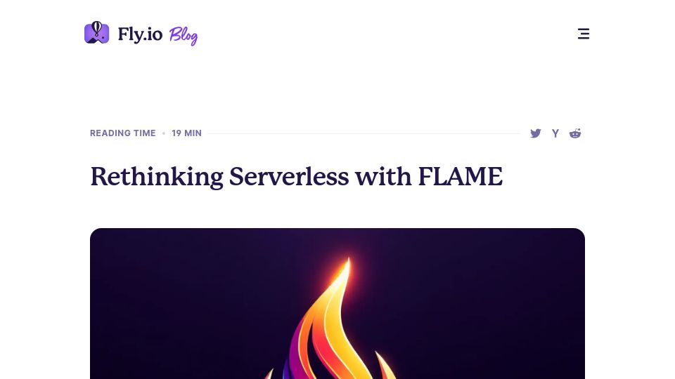 Screenshot of fly.io: Rethinking serverless with FLAME