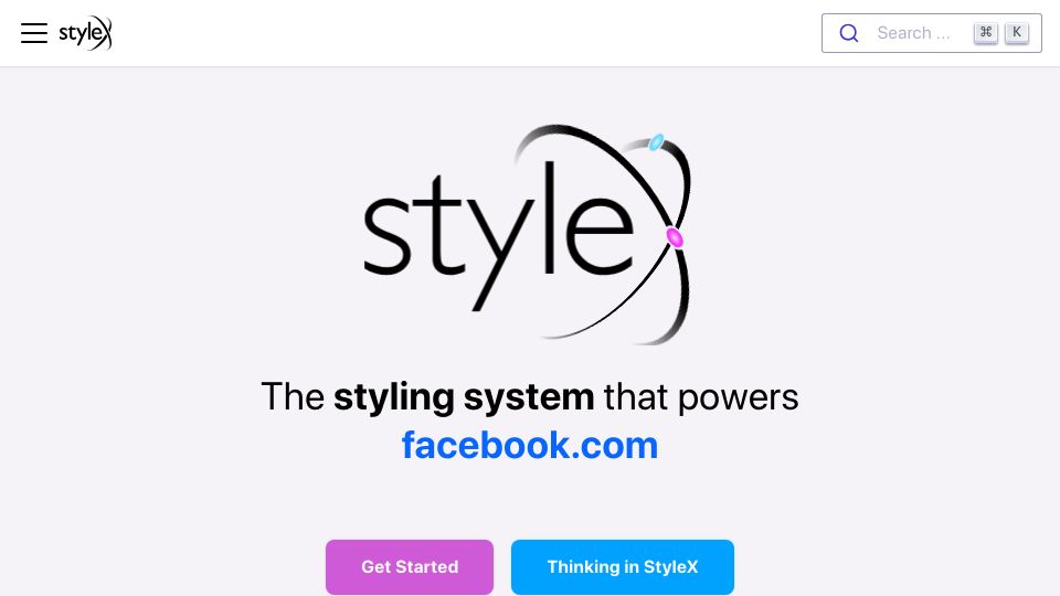 Screenshot of stylexjs.com: StyleX – Meta's styling library