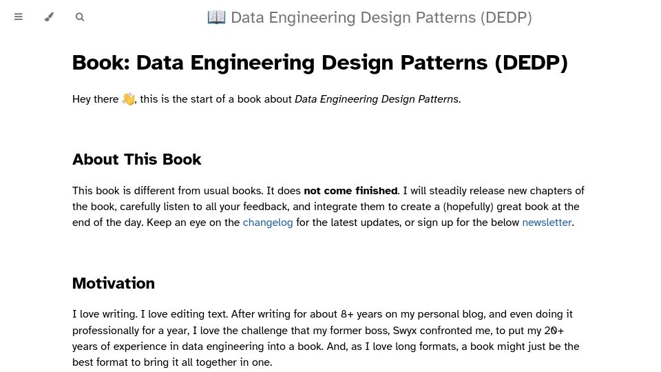 Screenshot of dedp.online: Data Engineering Design Patterns