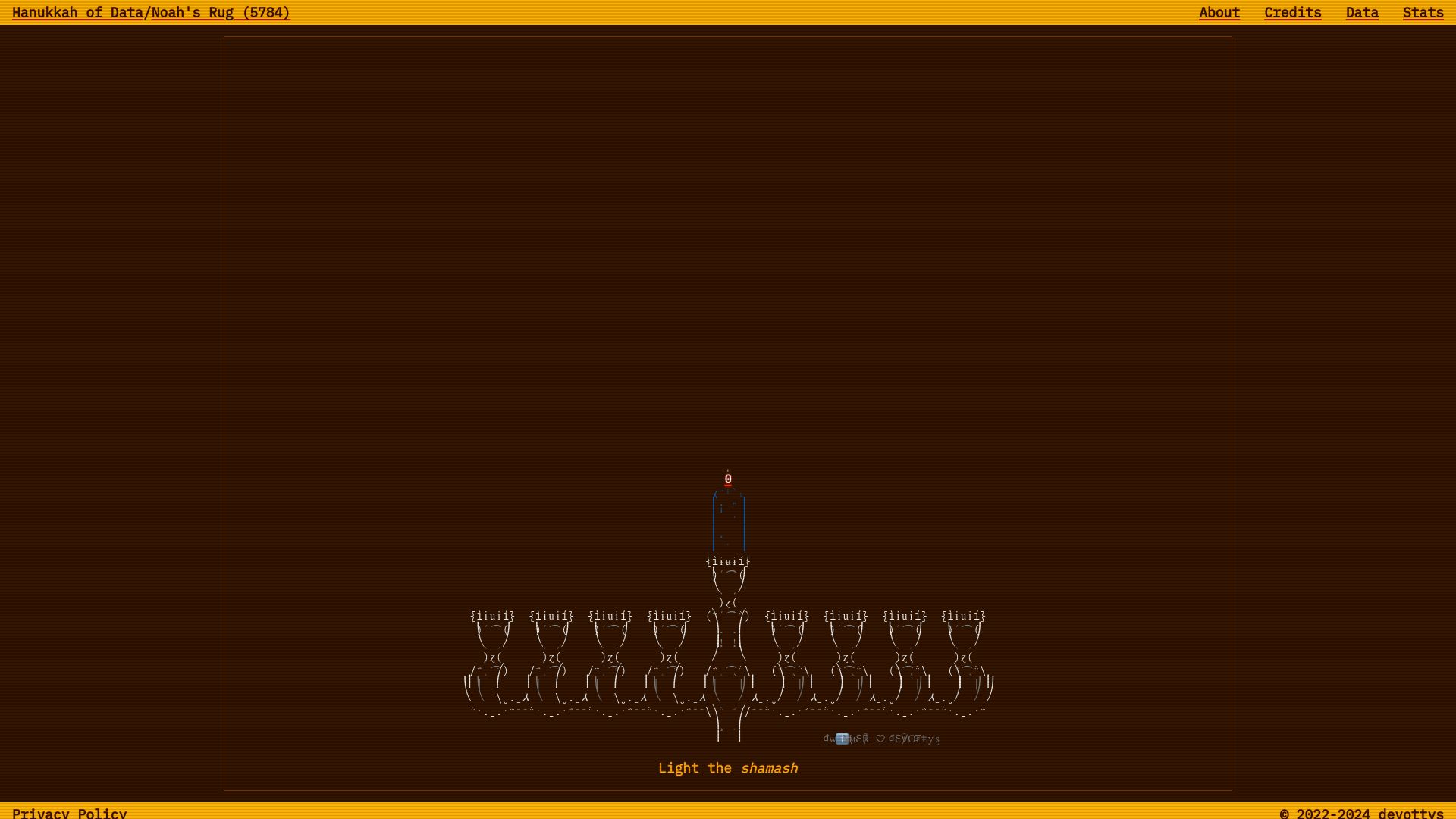 Screenshot of hanukkah.bluebird.sh: Hanukkah of Data: Practice your data skills with 8 free data puzzles