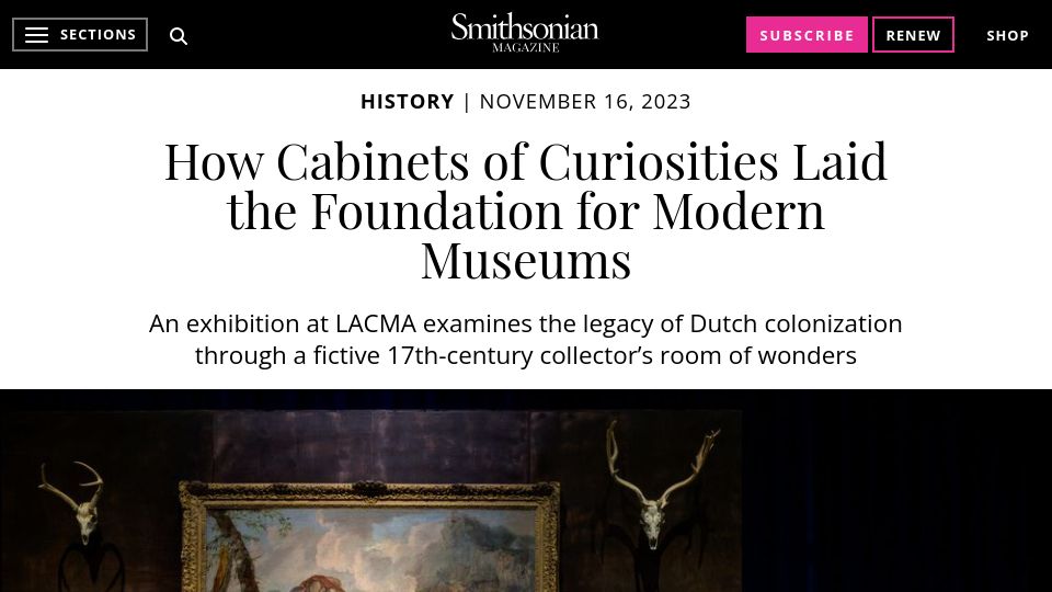 Screenshot of smithsonianmag.com: Cabinets of curiosities laid the foundation for modern museums