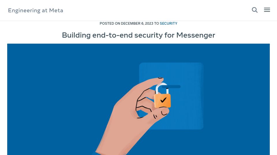 Screenshot of engineering.fb.com: Building end-to-end security for Messenger
