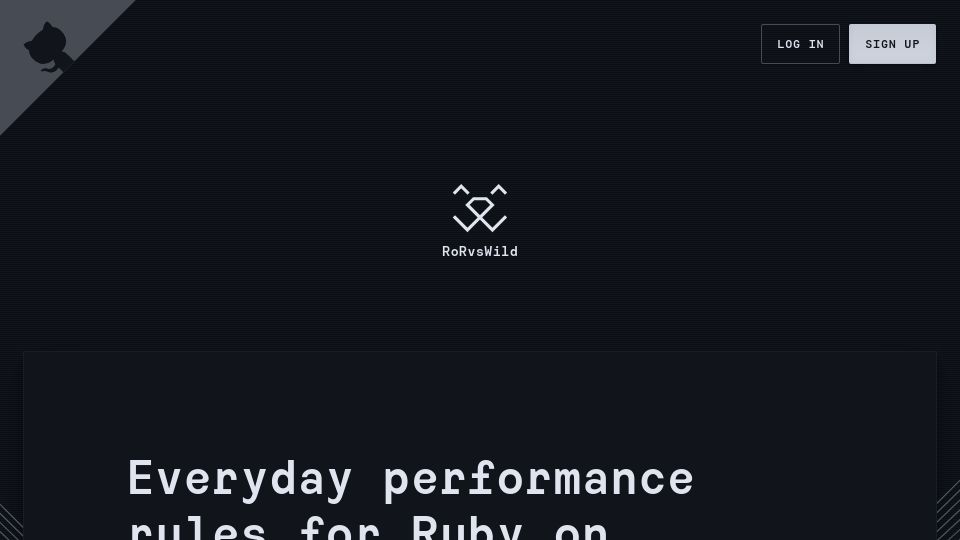 Screenshot of rorvswild.com: Everyday performance rules for Ruby on Rails developers