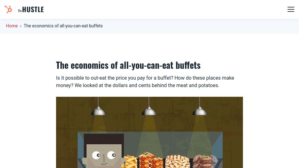 Screenshot of thehustle.co: The economics of all-you-can-eat buffets (2020)