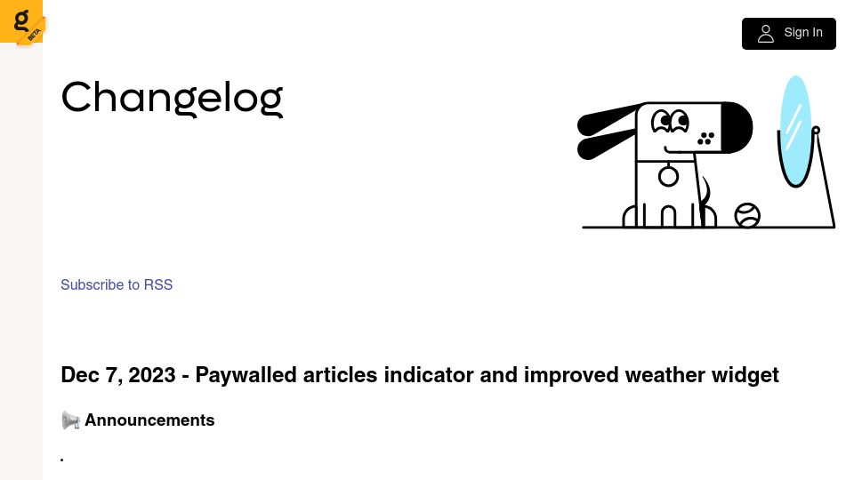 Screenshot of kagi.com: Kagi Search – Paywalled articles indicator and improved weather widget