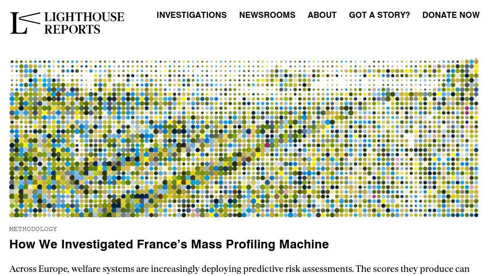 Screenshot of lighthousereports.com: We investigated France's mass profiling machine