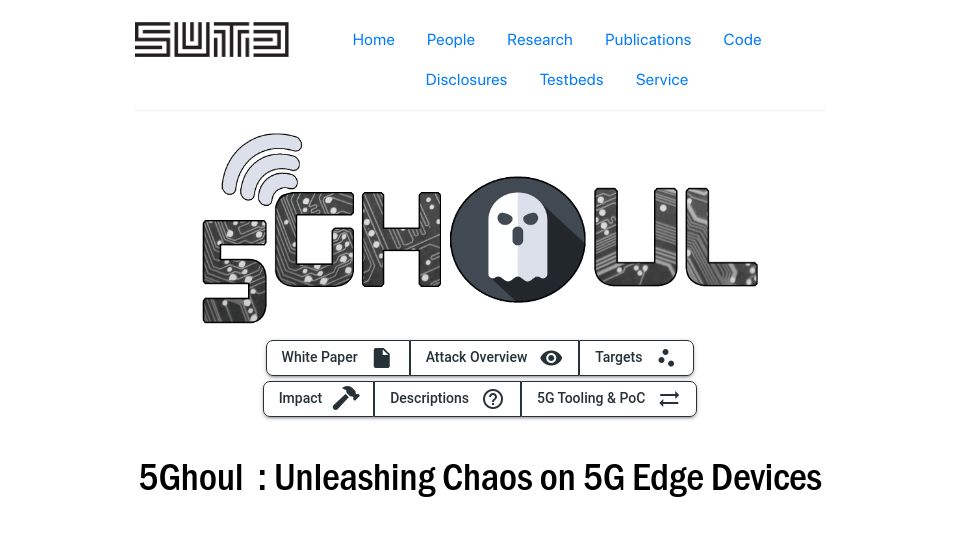 Screenshot of asset-group.github.io: 5Ghoul: Unleashing Chaos on 5G Edge Devices