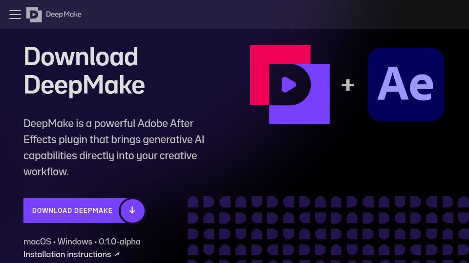 Screenshot of deepmake.com: Show HN: We've built an Open Source plugin to make using AI easier for VFX