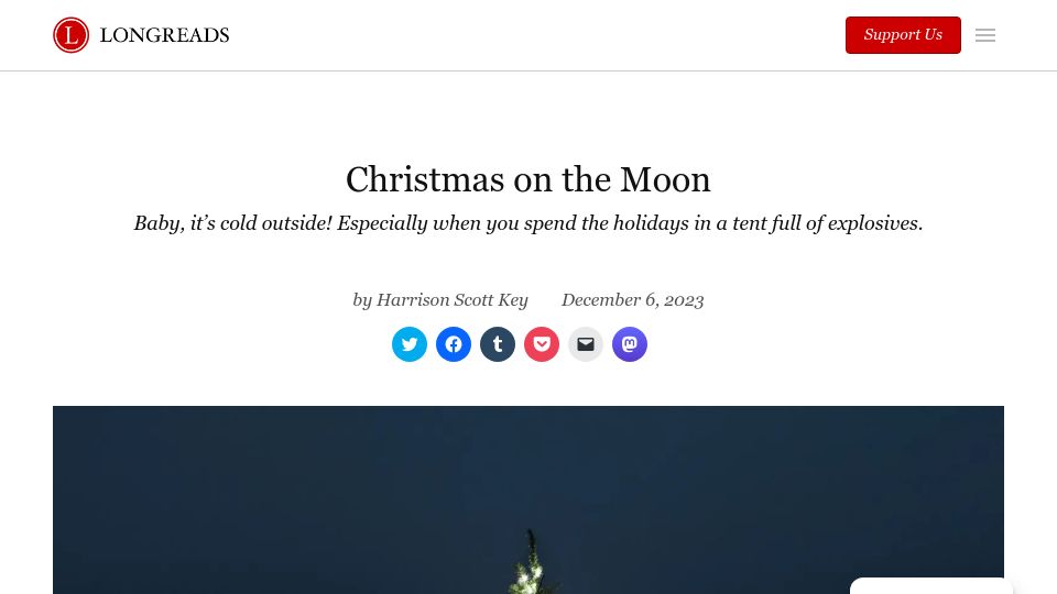Screenshot of longreads.com: Christmas on the Moon