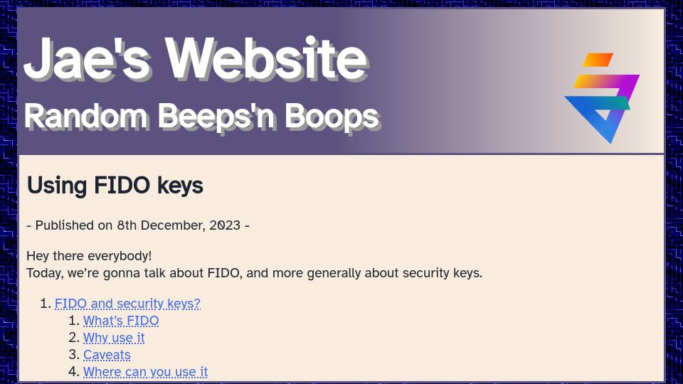 Screenshot of 777.tf: Using FIDO keys