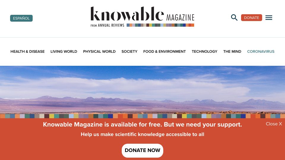 Screenshot of knowablemagazine.org: A treasure hunt for microbes in Chile’s Atacama desert