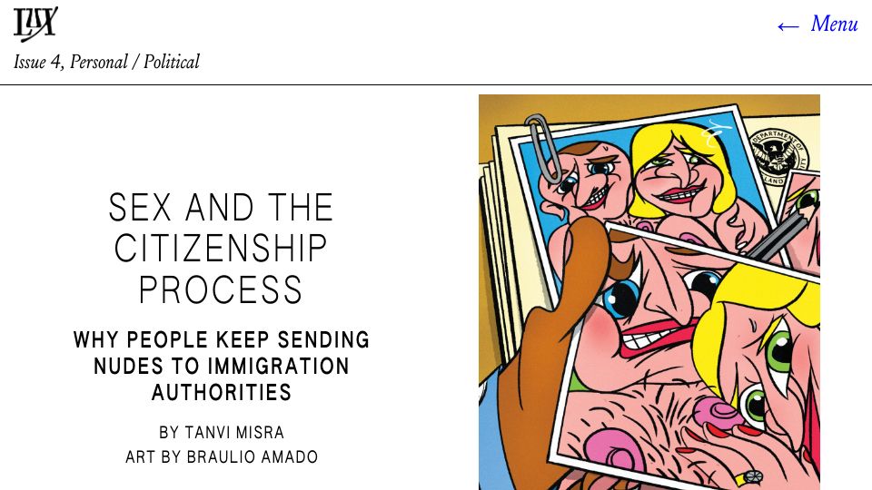 Screenshot of lux-magazine.com: Sex and the citizenship process