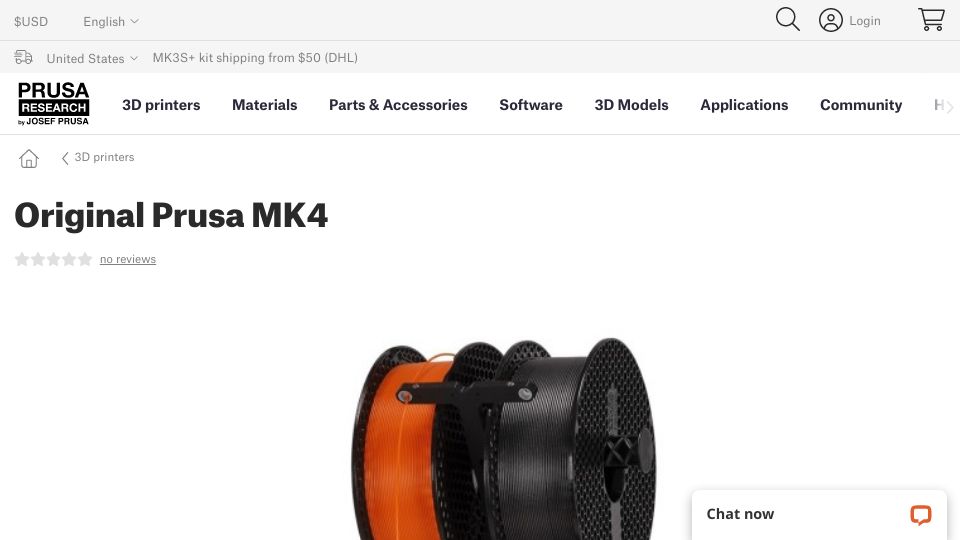 Screenshot of prusa3d.com: Original Prusa MK4