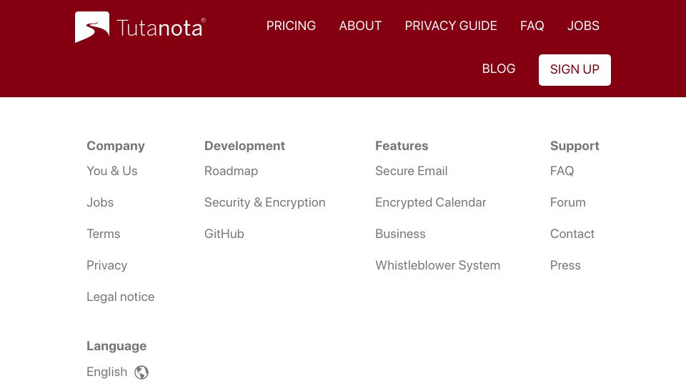 Screenshot of tutanota.com: Germany opposes client-side scanning planned by EU