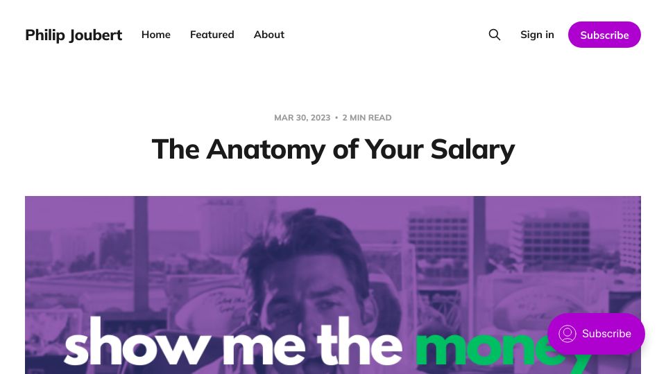 Screenshot of philipjoubert.com: The Anatomy of Your Salary