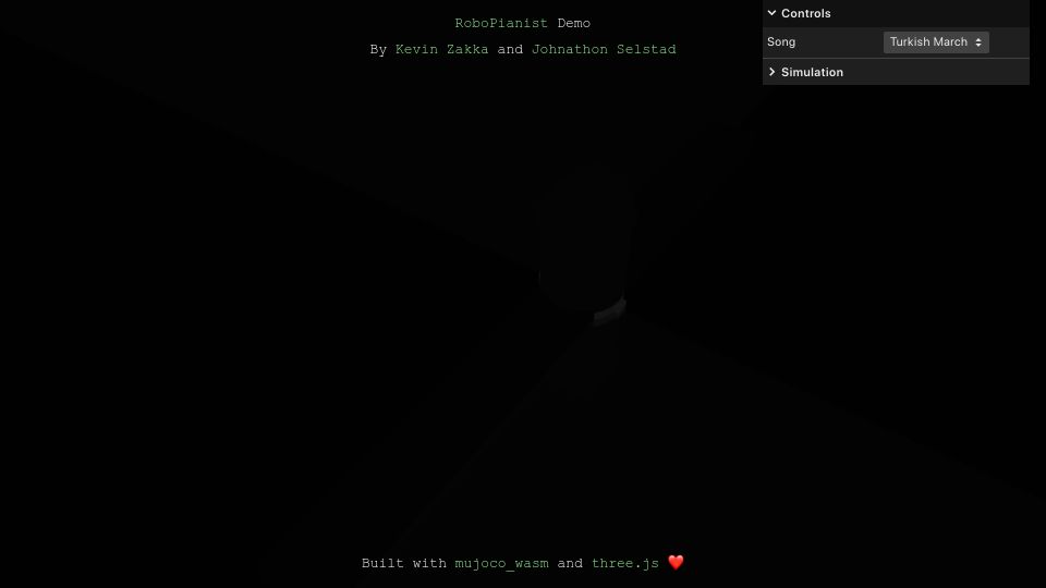 Screenshot of kevinzakka.github.io: Show HN: RoboPianist, a piano playing robot simulation in the browser