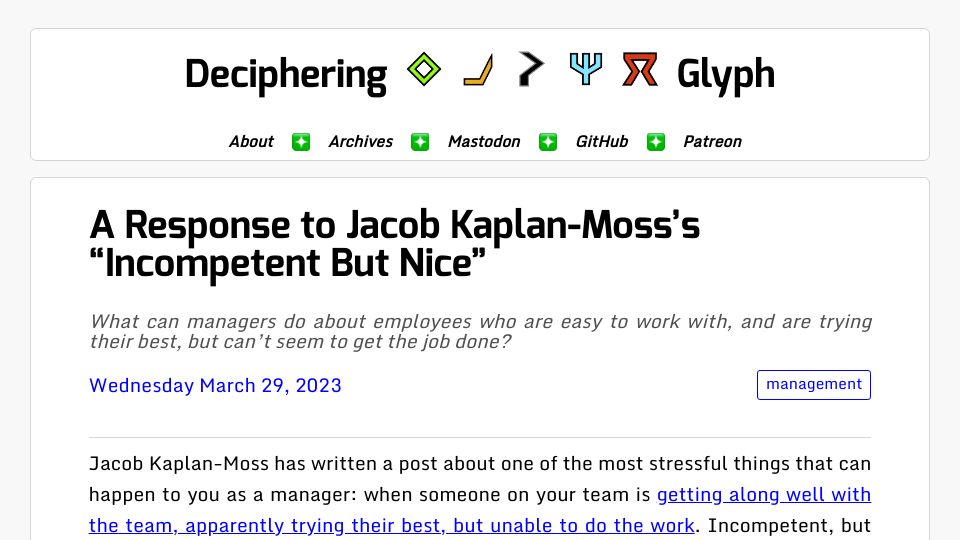 Screenshot of blog.glyph.im: A Response to Jacob Kaplan-Moss’s “Incompetent but Nice”