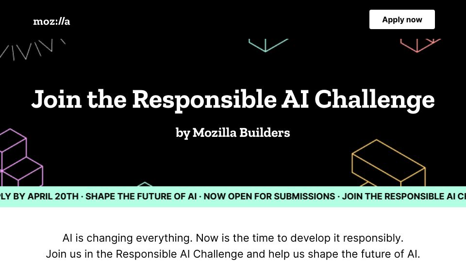 Screenshot of future.mozilla.org: Responsible AI Challenge