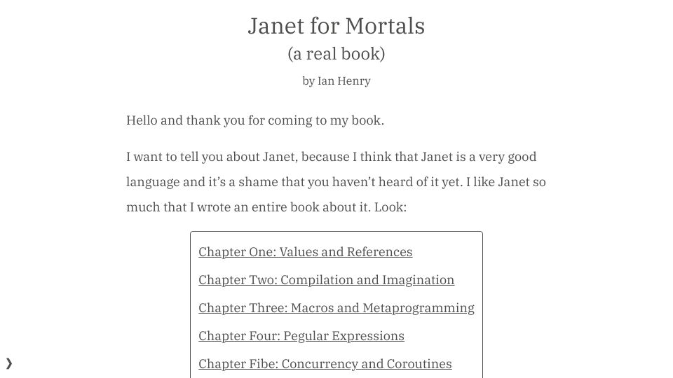 Screenshot of janet.guide: Janet for Mortals
