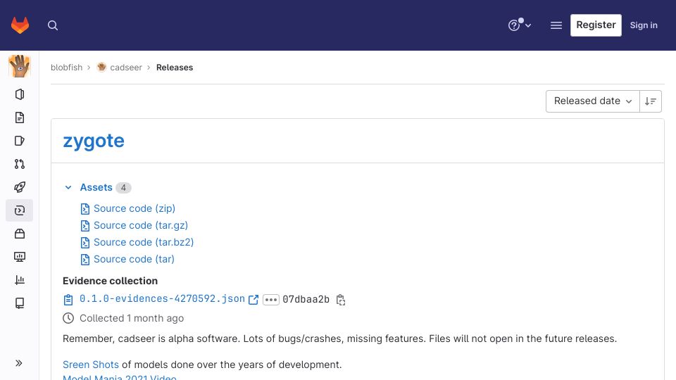 Screenshot of gitlab.com: Show HN: Cadseer. a parametric solid modeling CAD desktop application