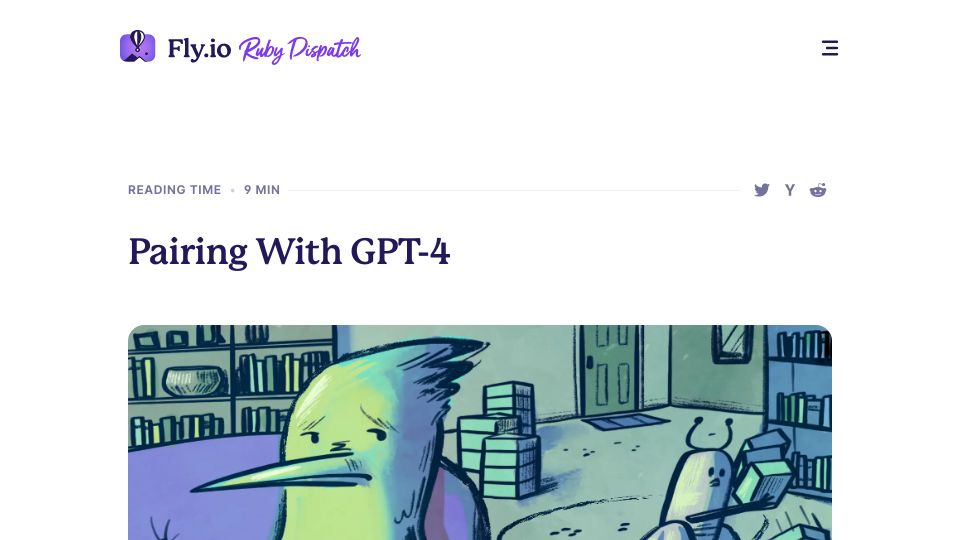 Screenshot of fly.io: Pairing With GPT-4