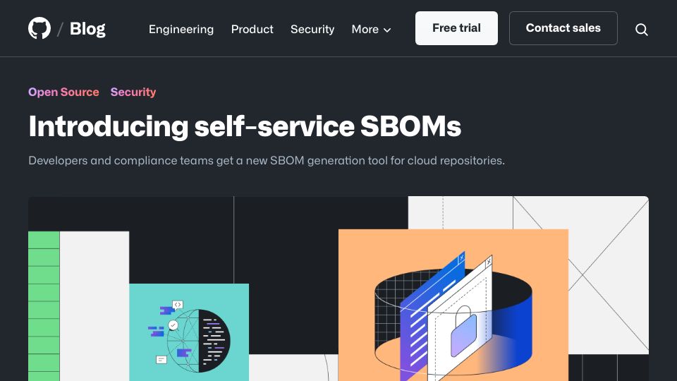 Screenshot of github.blog: Self-Service SBOMs