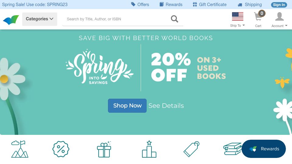 Screenshot of betterworldbooks.com: Better World Books