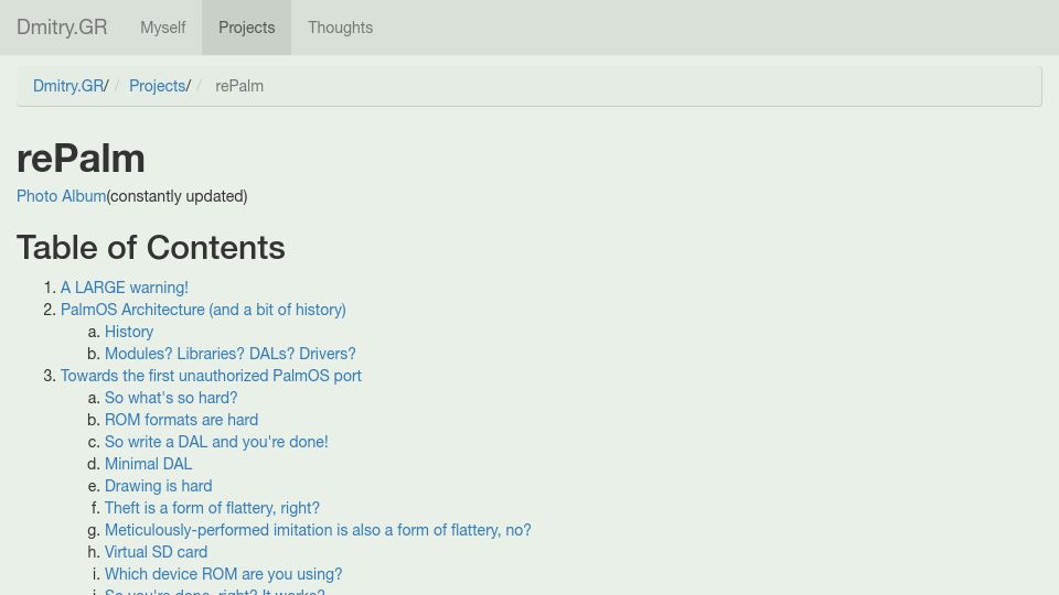 Screenshot of dmitry.gr: RePalm