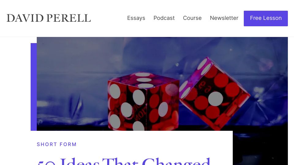 Screenshot of perell.com: Ideas That Changed My Life