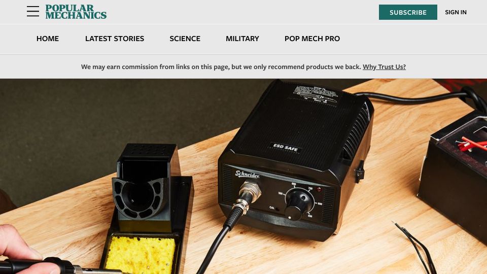 Screenshot of popularmechanics.com: How To Get Started In Soldering