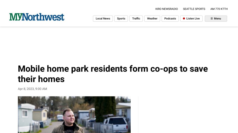 Screenshot of mynorthwest.com: Mobile home park residents form co-ops to save their homes