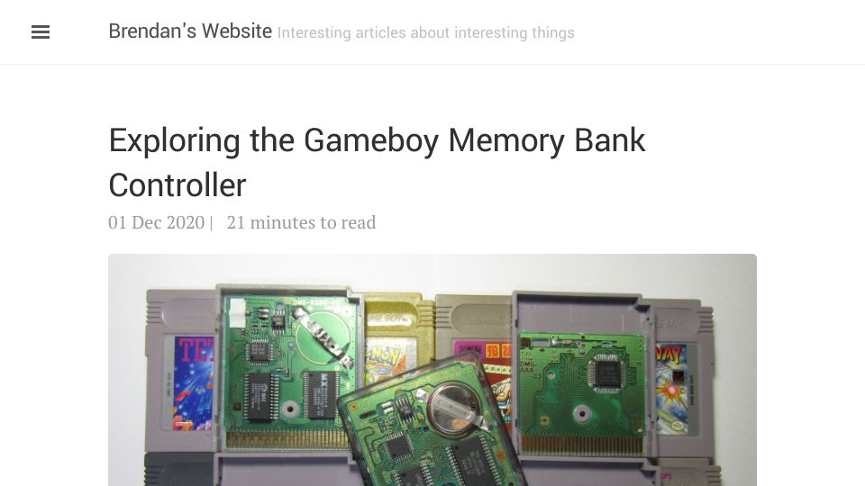 Screenshot of b13rg.github.io: Exploring the Gameboy Memory Bank Controller (2020)