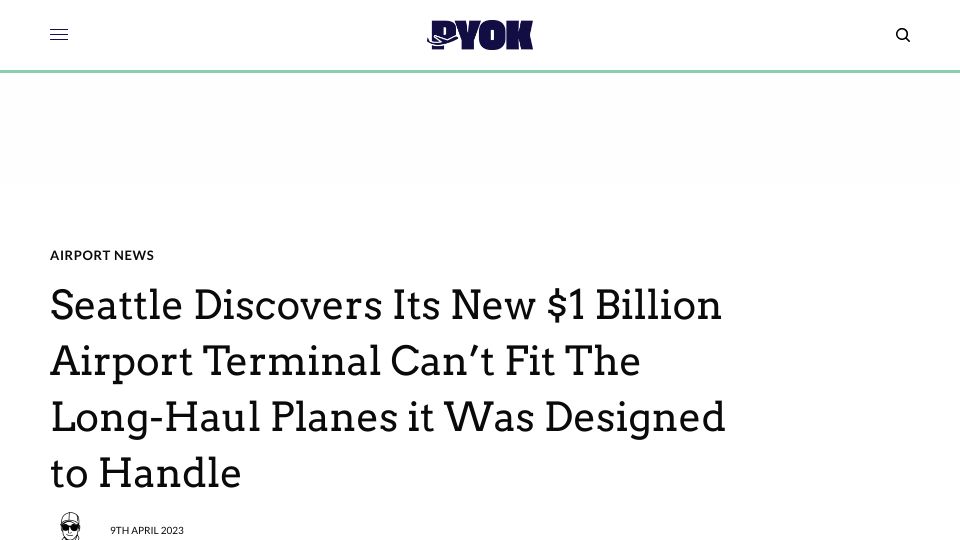 Screenshot of paddleyourownkanoo.com: Seattle's new airport terminal can’t fit planes it was designed to handle