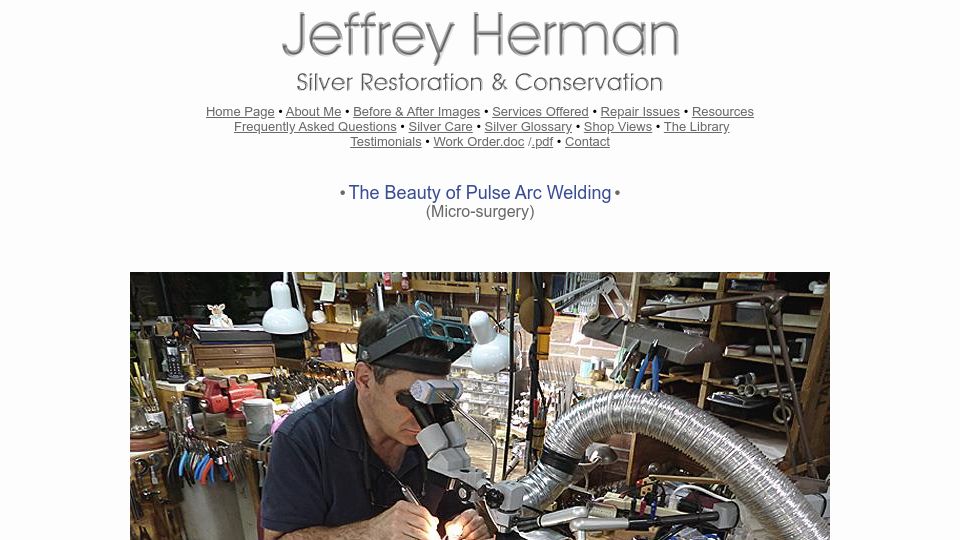 Screenshot of hermansilver.com: The Beauty of Pulse Arc Welding