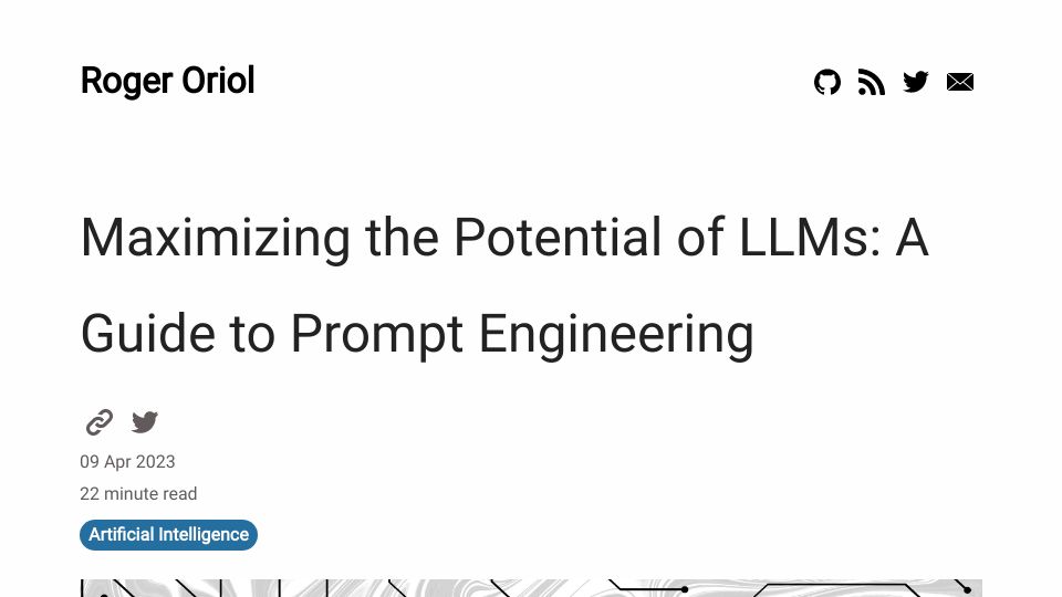 Screenshot of ruxu.dev: Maximizing the Potential of LLMs: A Guide to Prompt Engineering