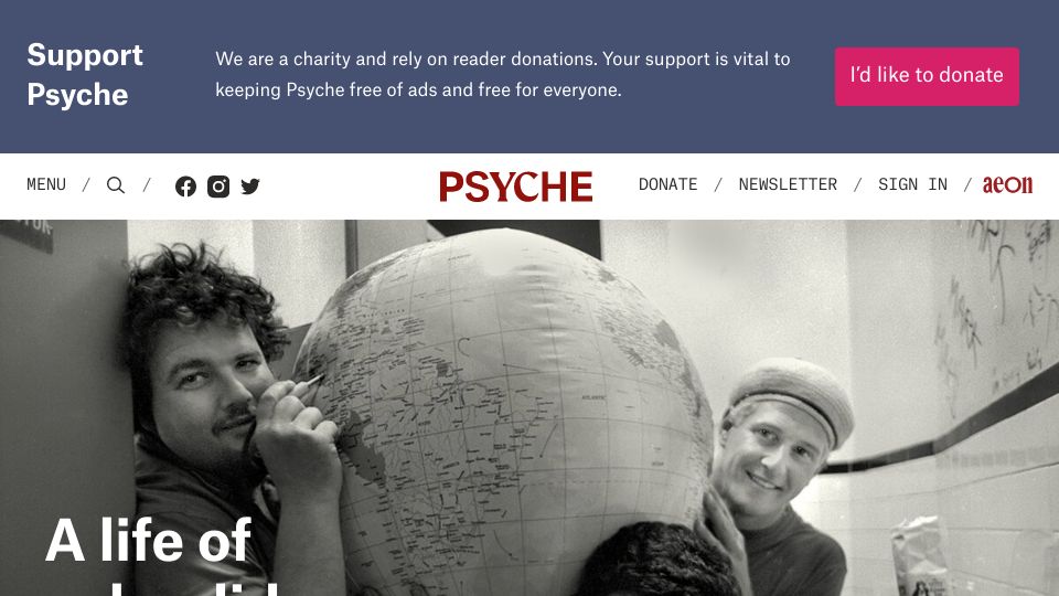 Screenshot of psyche.co: A life of splendid uselessness is a life well lived
