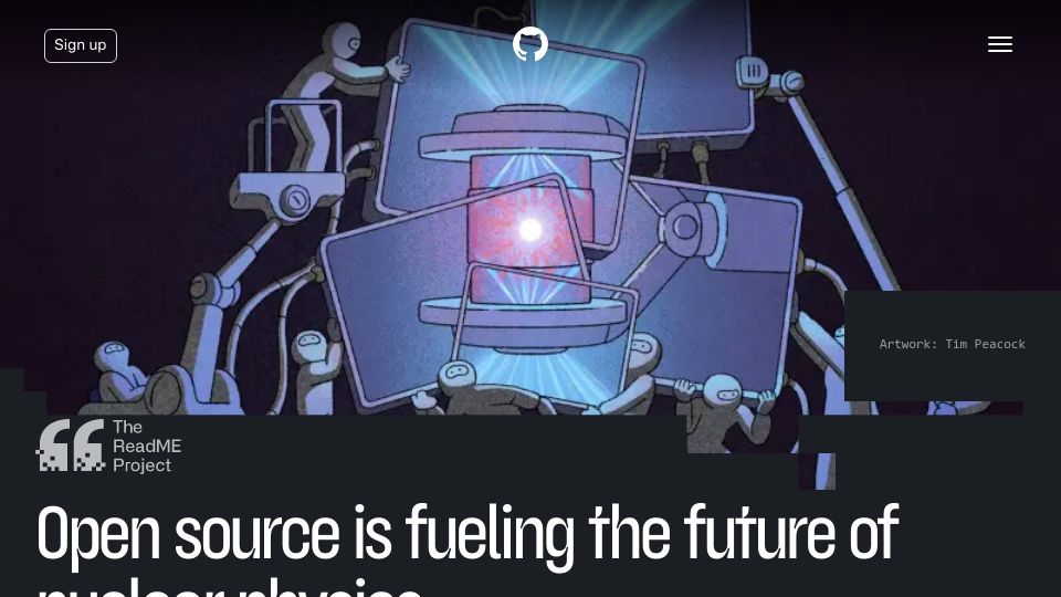 Screenshot of github.com: Open source and the future of nuclear physics