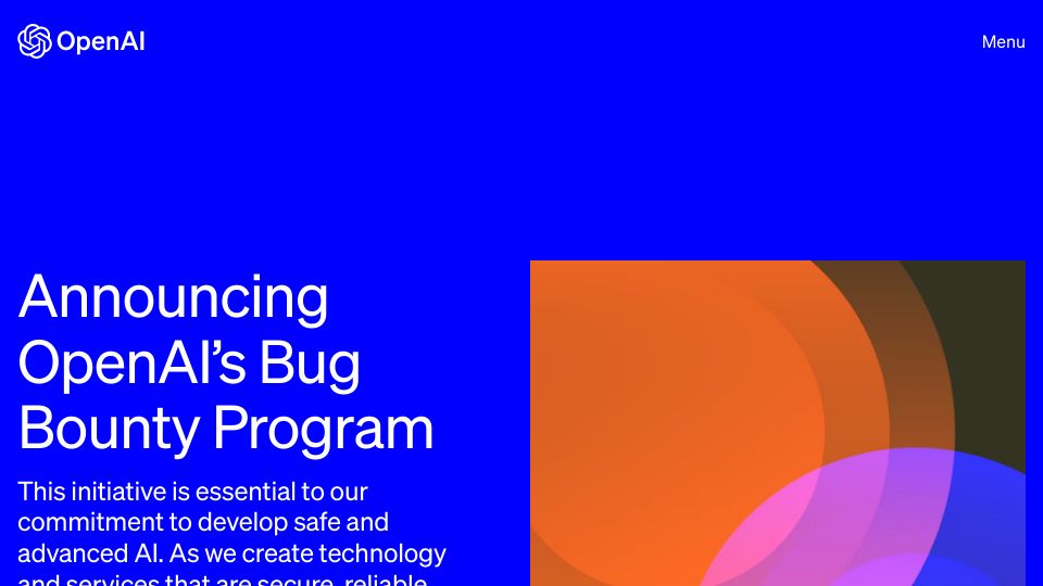 Screenshot of openai.com: OpenAI’s Bug Bounty Program