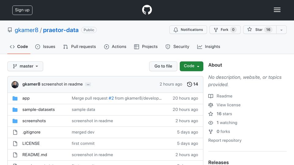 Screenshot of github.com: Show HN: Praetor, a lightweight finetuning data and prompt management tool