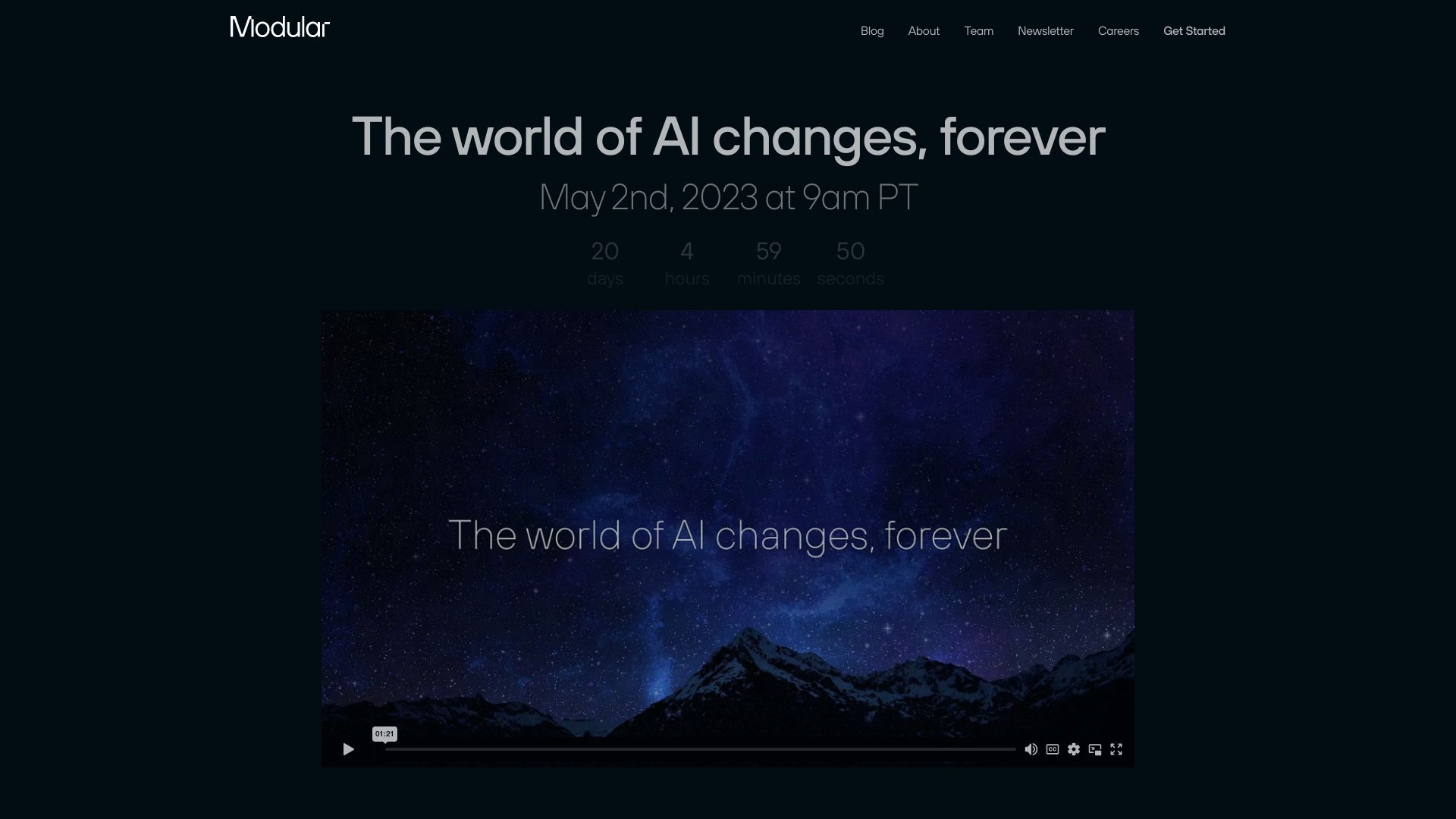Screenshot of modular.com: Modular is building a next-generation AI developer platform