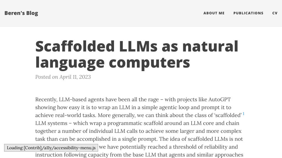 Screenshot of beren.io: Scaffolded LLMs as natural language computers