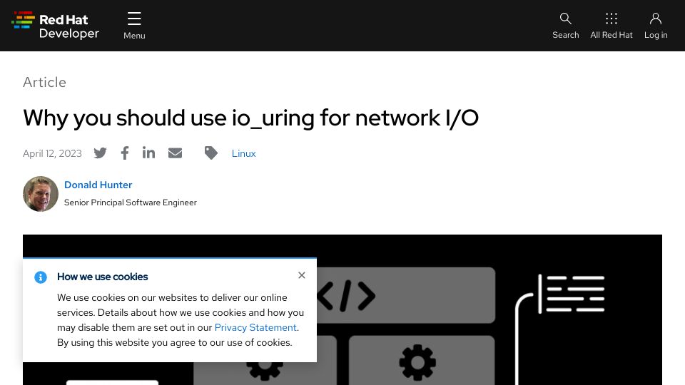 Screenshot of developers.redhat.com: Use io_uring for network I/O