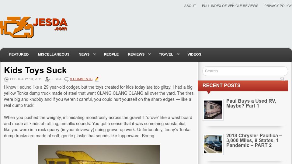 Screenshot of jesda.com: Kids Toys Suck (2011)