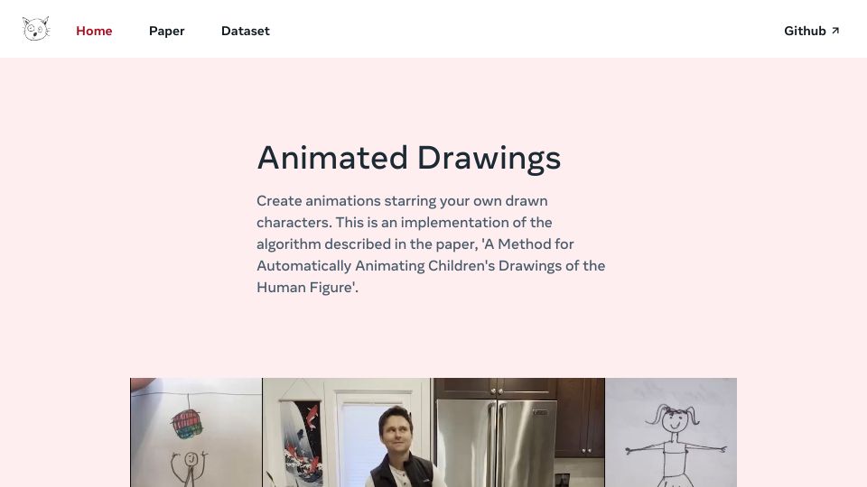 Screenshot of fairanimateddrawings.com: Animated Drawings