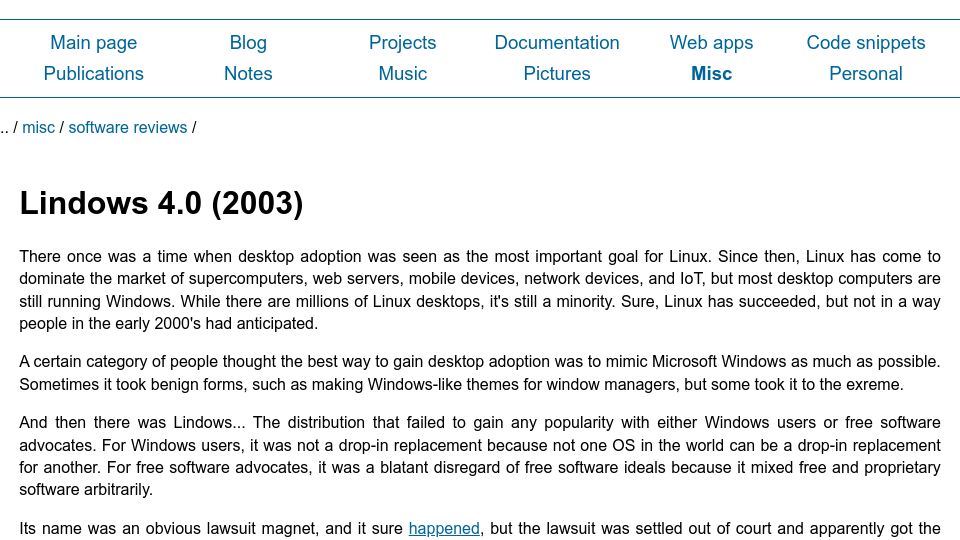 Screenshot of baturin.org: Lindows 4.0 (2003)