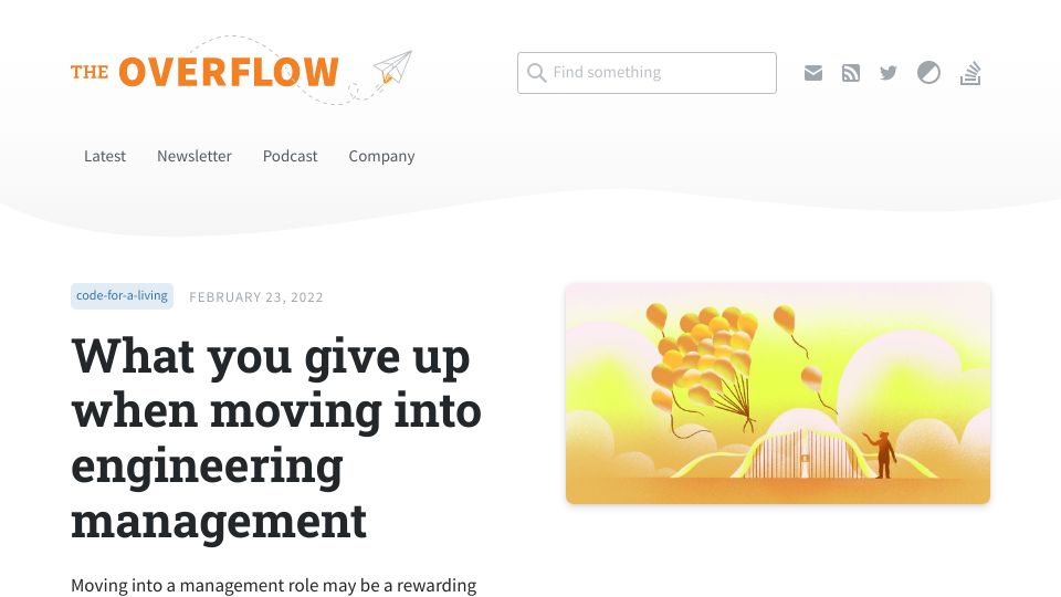 Screenshot of stackoverflow.blog: What you give up by moving into engineering management