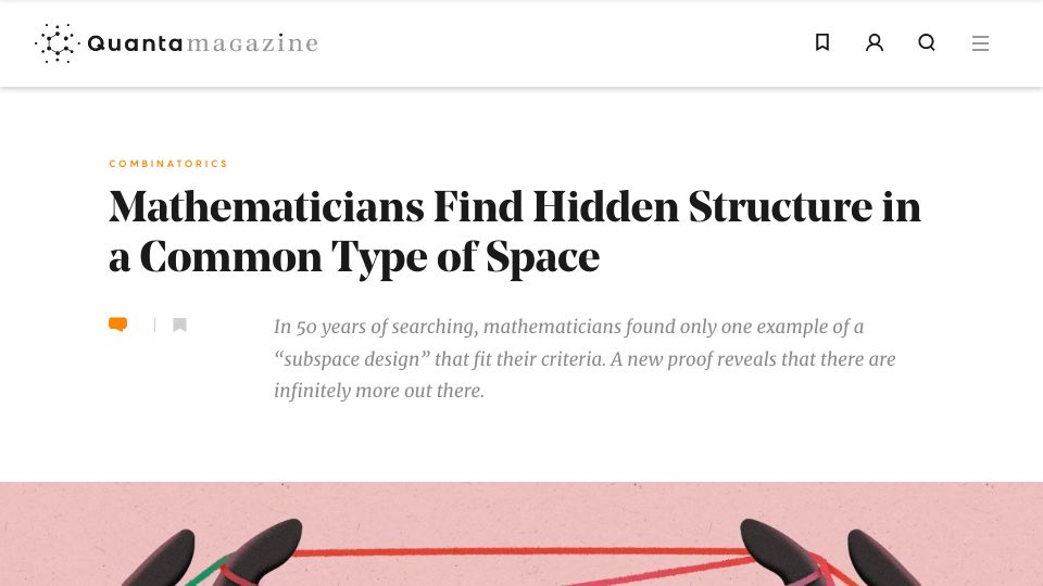 Screenshot of quantamagazine.org: Mathematicians find hidden structure in a common type of space