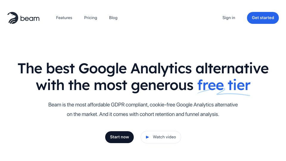Screenshot of beamanalytics.io: Show HN: Google Analytics alternative with the most generous free tier