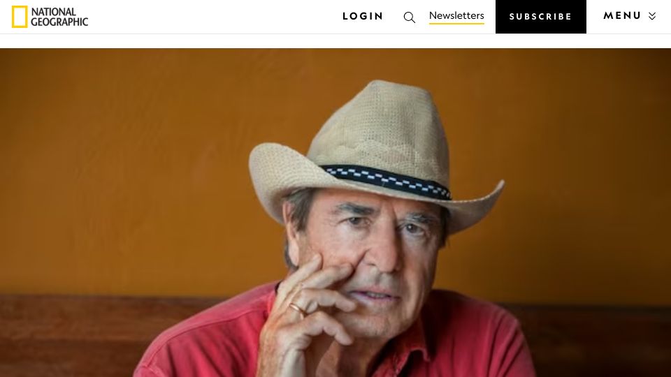 Screenshot of nationalgeographic.com: Paul Theroux reflects on the evolving nature of rail travel