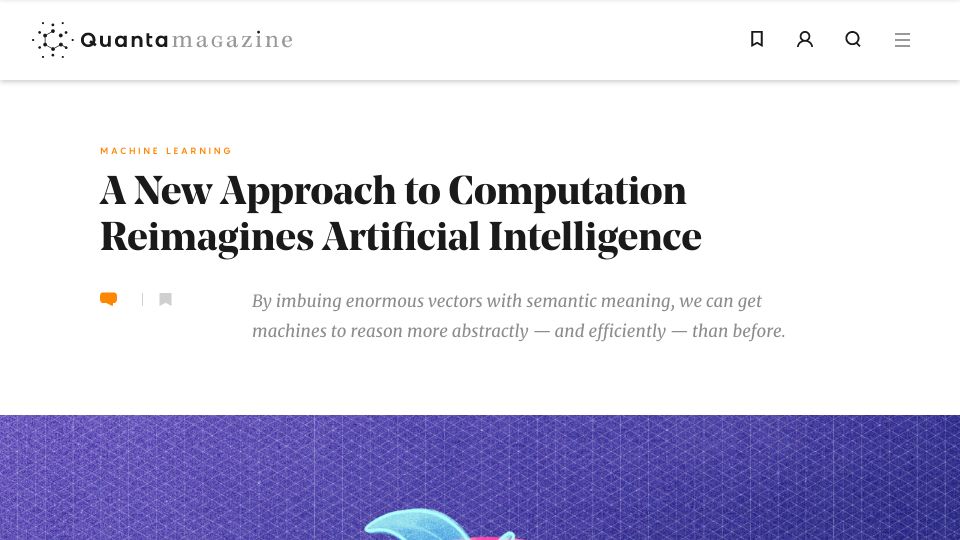 Screenshot of quantamagazine.org: A New Approach to Computation Reimagines Artificial Intelligence